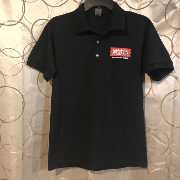 Cinemark Rewards Small Polo Shirt Movie Fan+ Employee Uniform Black Double Sided - Picture 2 of 7